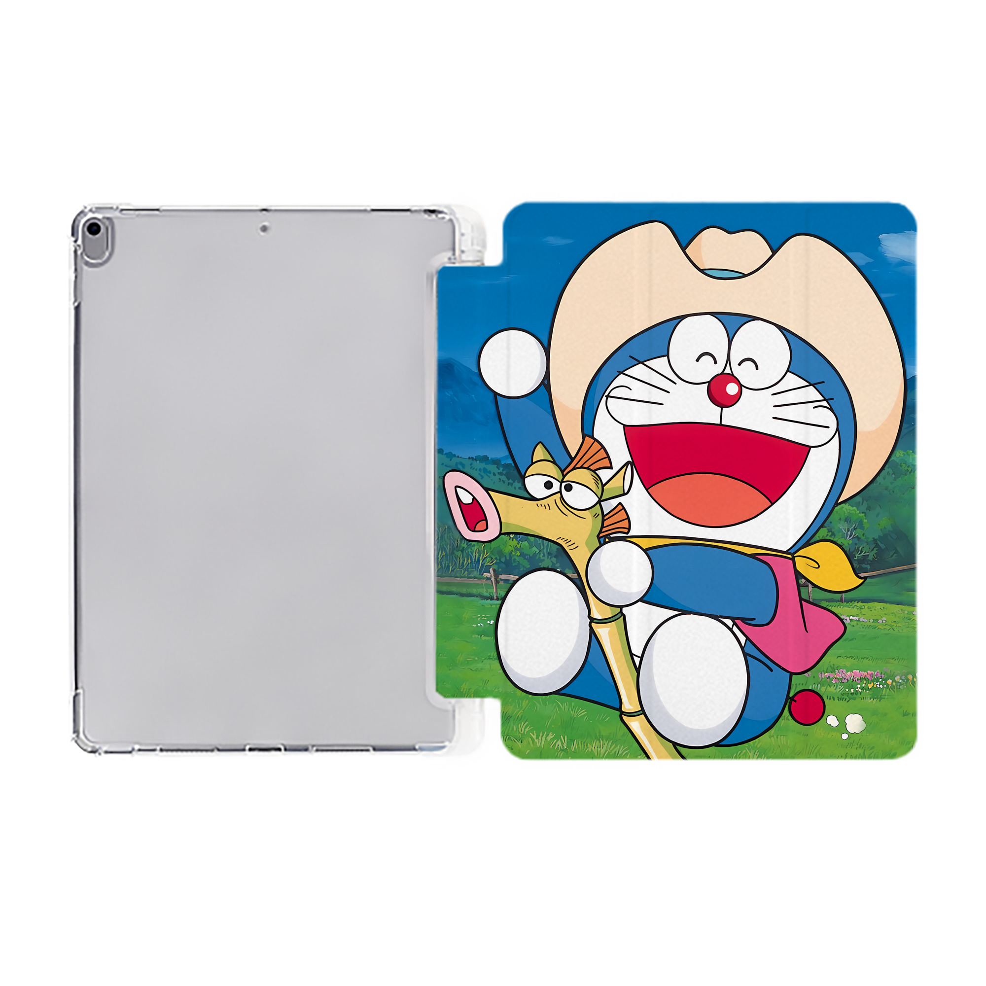 （画像用） ドラえもん Doraemon IPad ケース ペン収納付き 三つ折りスタンド PUレザー×シリコン 対応機種9.5/10.5/10.9インチ